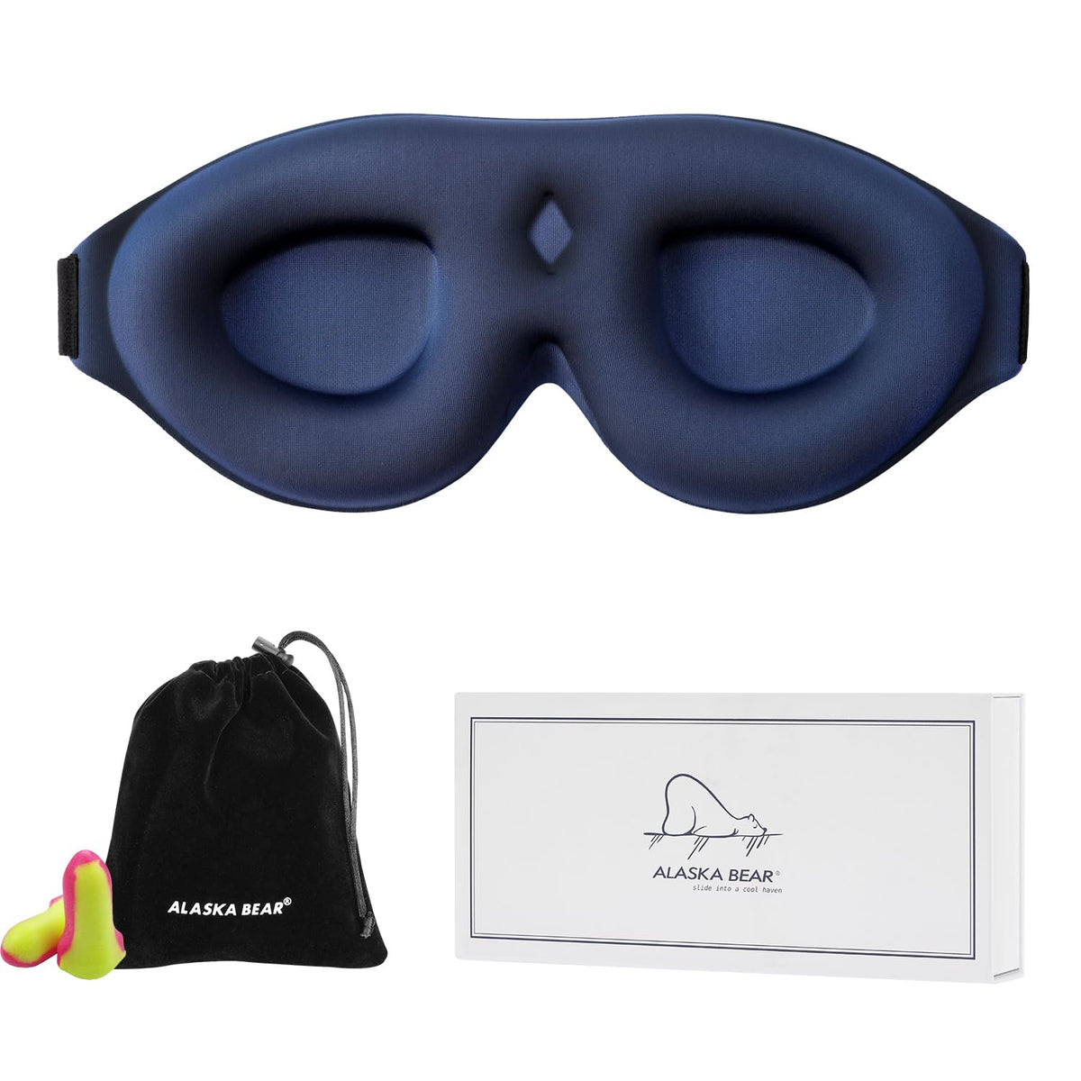 Masque de sommeil Alaska Bear bleu avec occultation totale