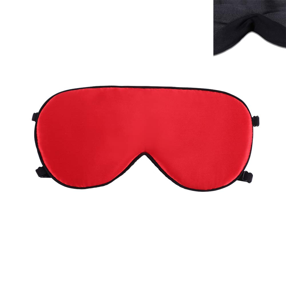 ALASKA BEAR masque-yeux soie mulberry bandes ajustables rouge: confort luxueux pour le sommeil
