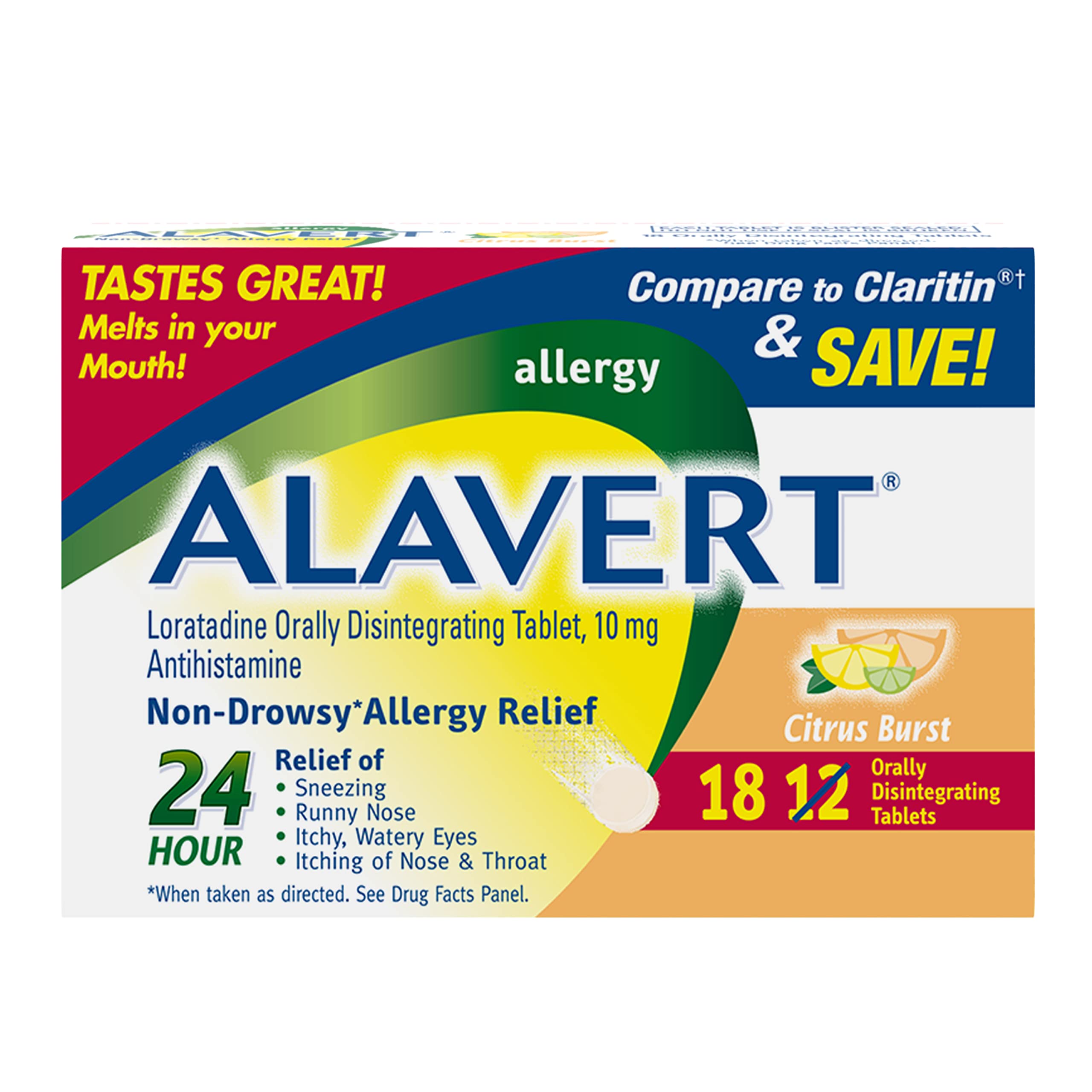 Alavert Allergy 24h, comprimés dissous en bouche, pratique sans eau.