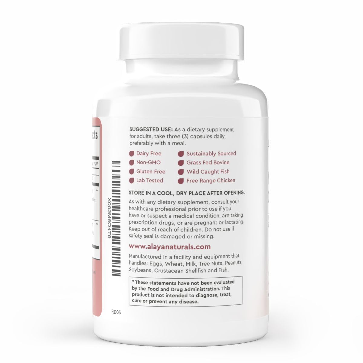 Capsules Alaya Naturals collagène de poulet pour cheveux forts et ongles sains.