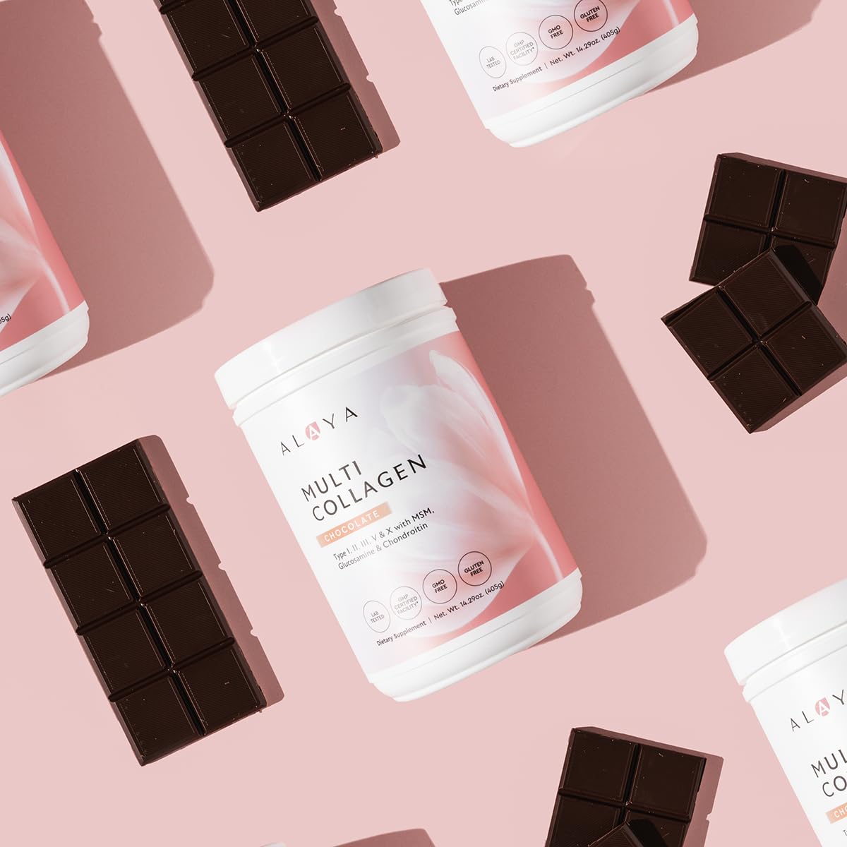 Poudre chocolat Alaya Multi Collagen intégrée dans boissons
