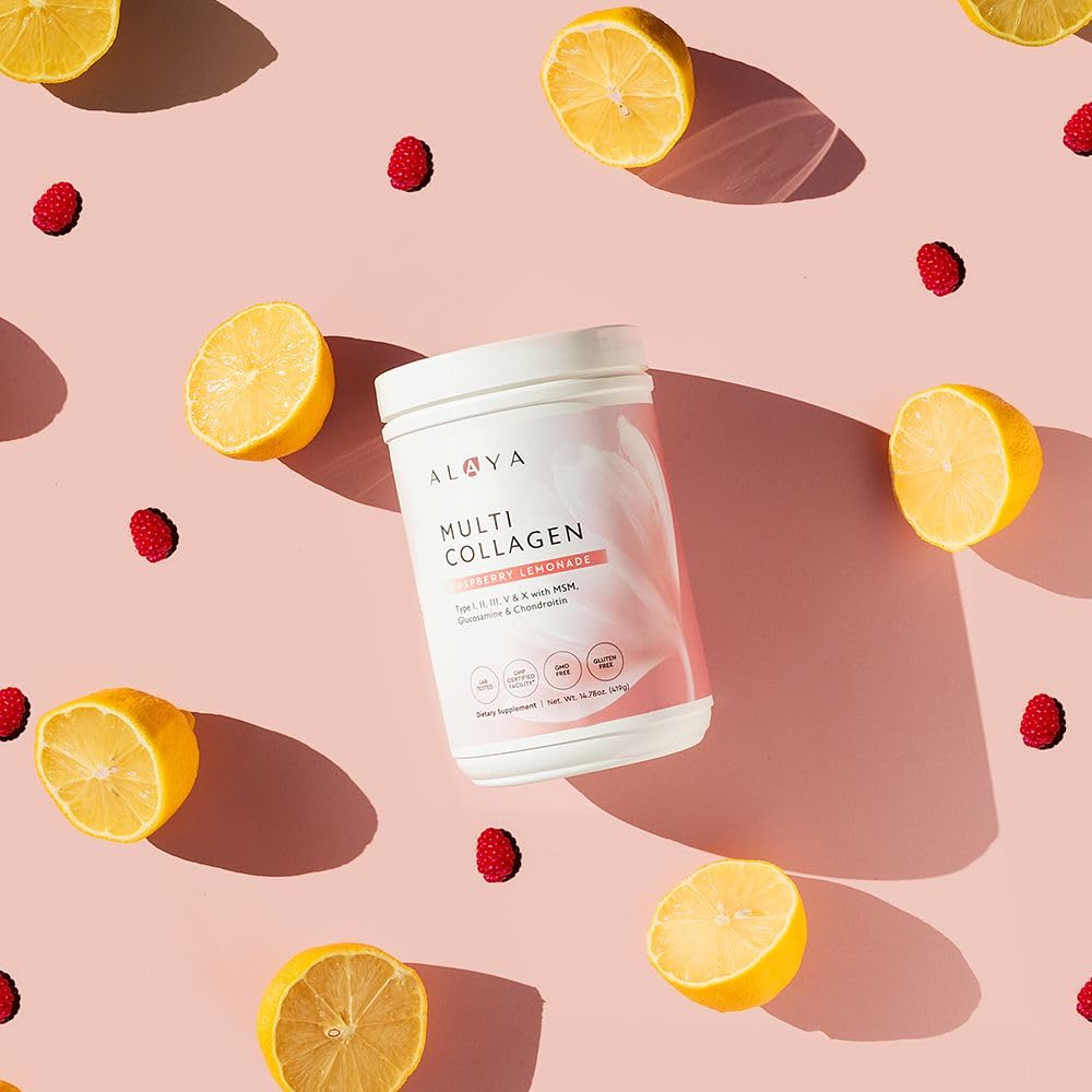 Alaya Naturals Multi Collagen, yaourt avec poudre, texture lisse et collagène intégré.
