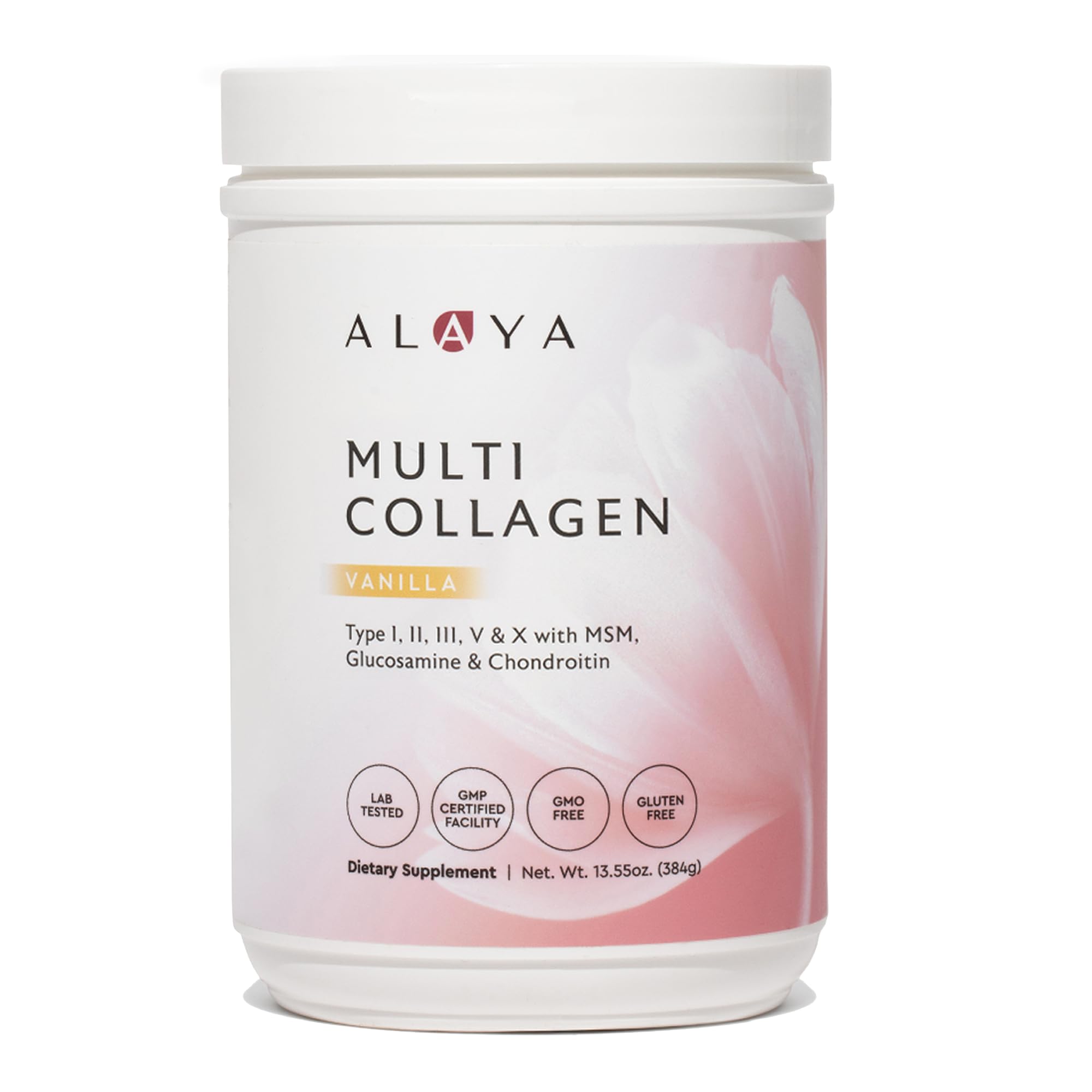 Poudre multi collagène Alaya Naturals vanille, facile à mélanger dans boissons