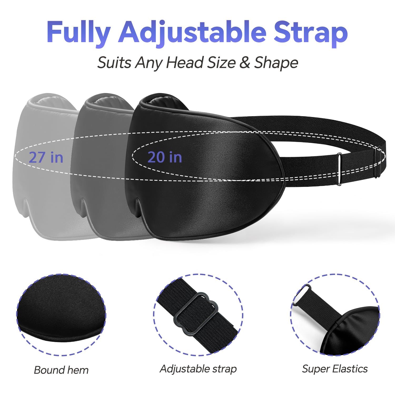 Masque en soie Albatross Health New England, bandeau reglable pour ajustement personnalisé.