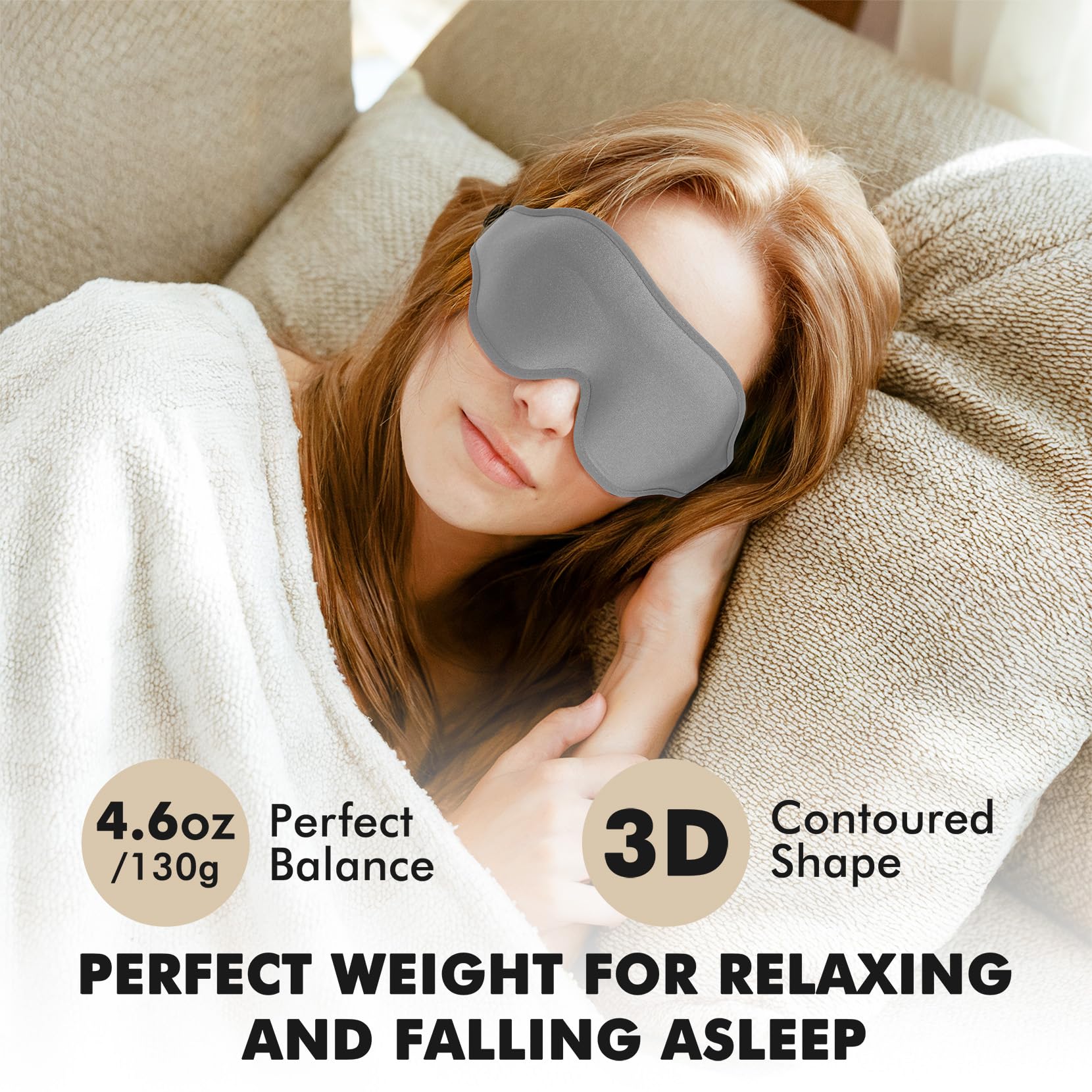 Masque yeux 3D contouré Albatross pour bloquer la lumière sans pression.