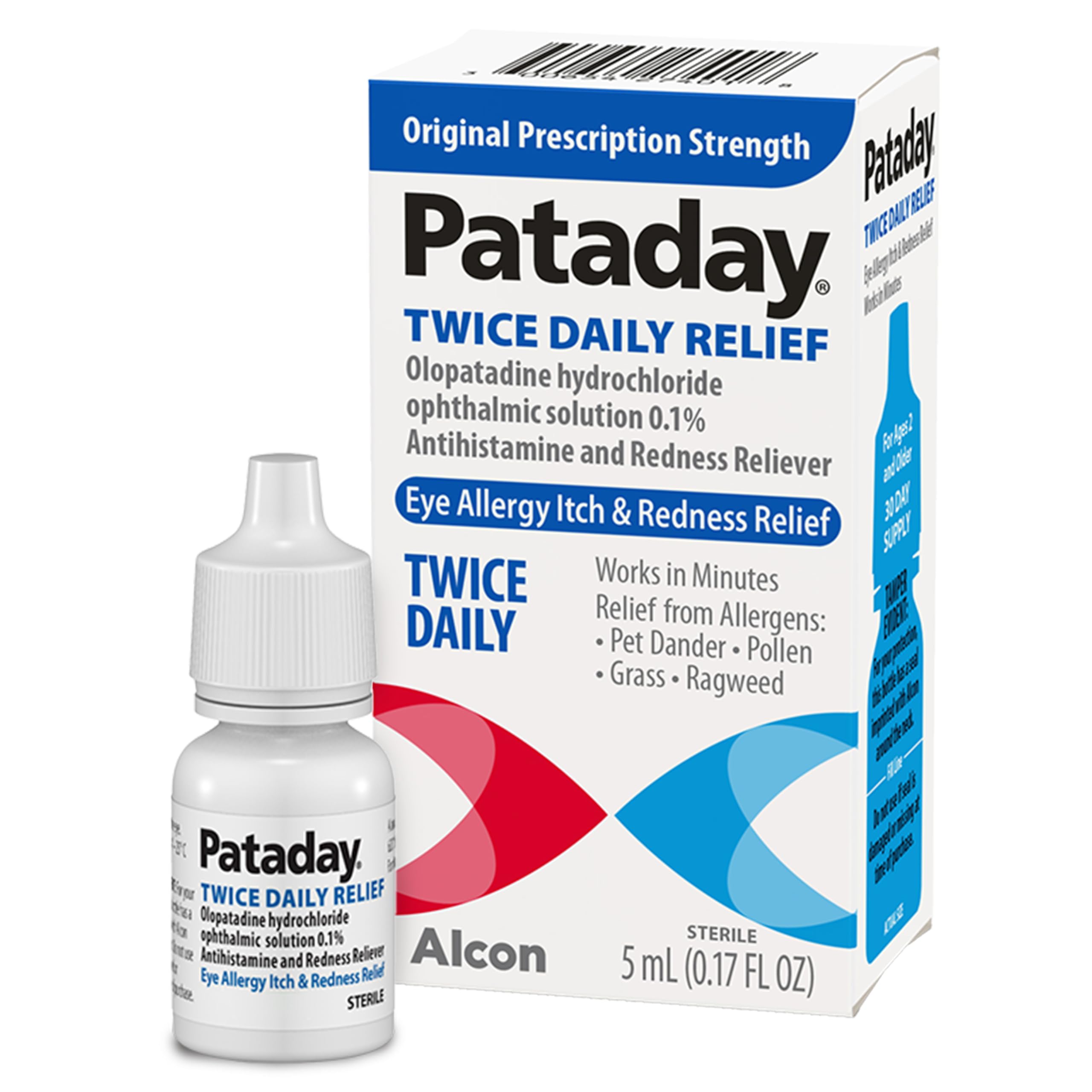Pataday d’Alcon — bouteille 0,17 oz prête pour usage quotidien.