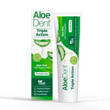 AloeDent Triple Action, bouteille 100 ml, texture légère et fraîche.