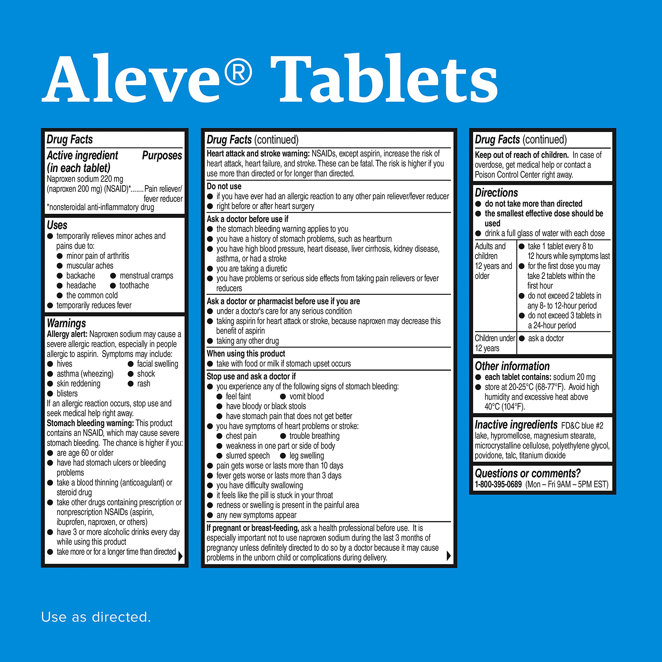 Tablettes rondes et compactes d'Aleve CPLT, faciles à avaler lors de journées actives.