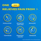 Aleve Gelcaps dosage 220 mg Naproxen Sodium sur l’étiquette.