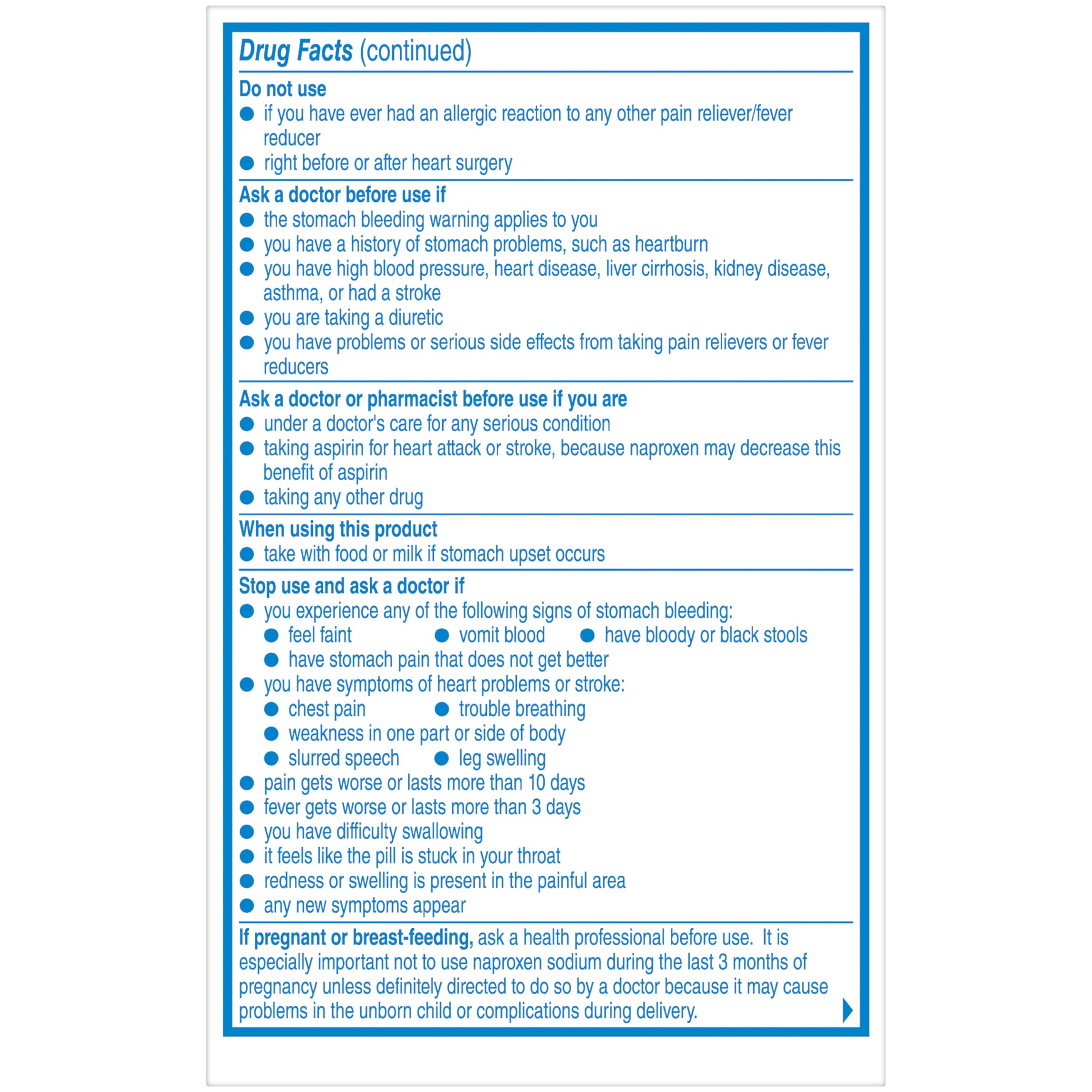 Aleve Gelcaps étiquette-dispositif d’information et sécurité.