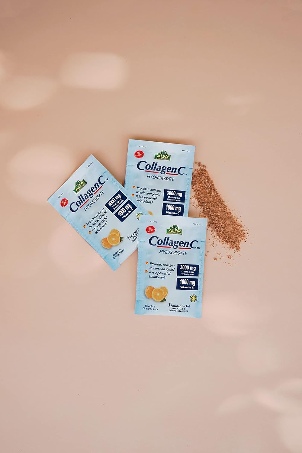 Sachets portables ALFA VITAMINS Collagene C pour usage nomade.