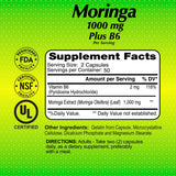 ALFA VITAMINS Moringa : tableau nutritionnel, mise en avant des nutriments essentiels.