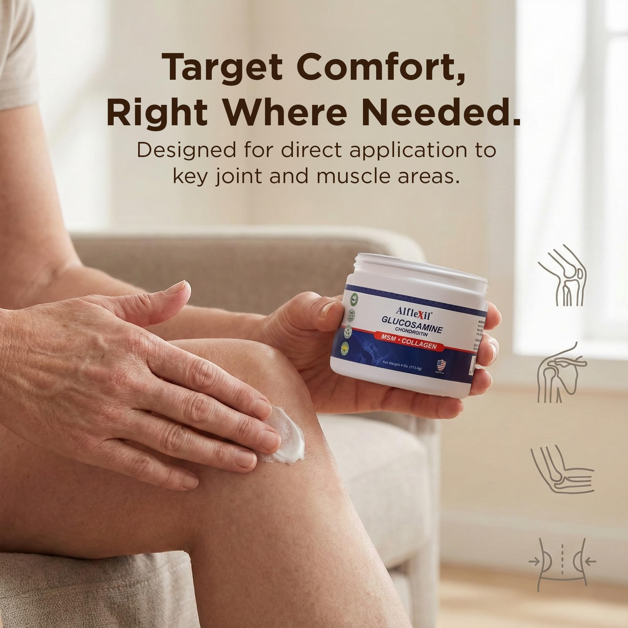 ALFLEXIL Creme zones cibles articulations et muscles pour mobilité améliorée.