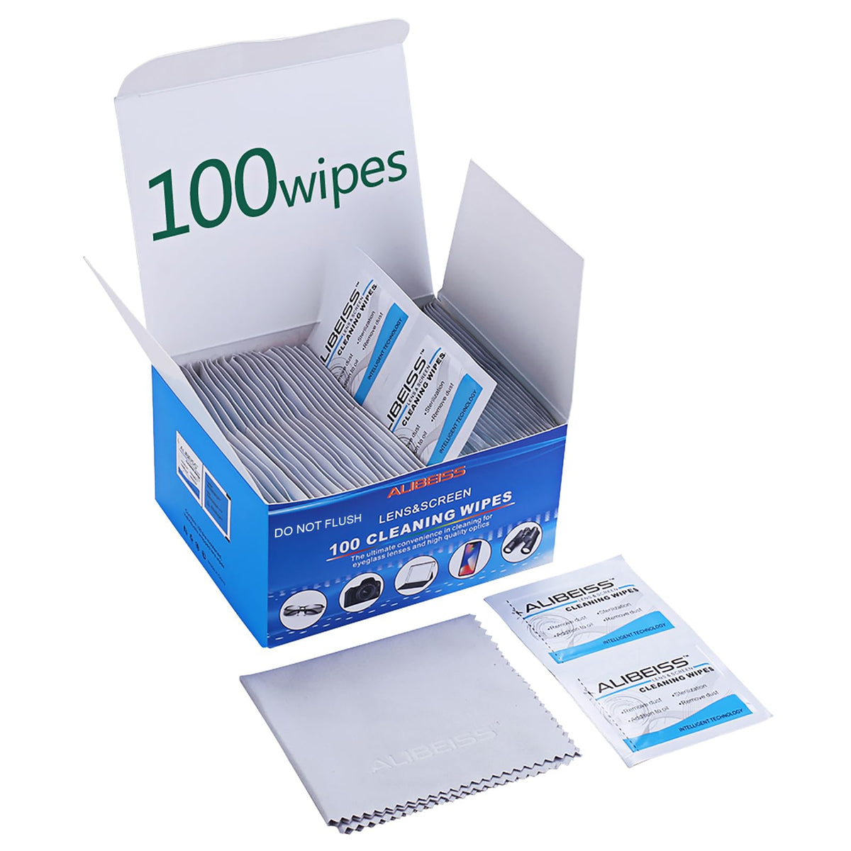 ALIBEISS pack de 100 lingettes prehumidifiees, pratique a emporter