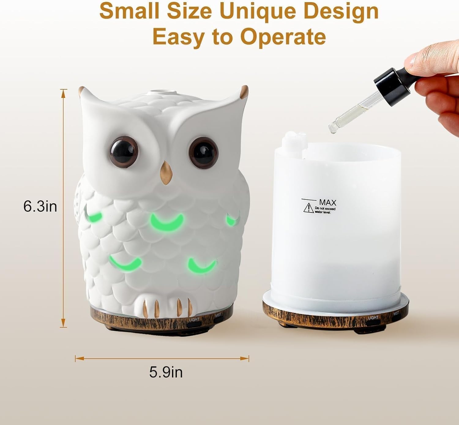 ALIEYE diffuseur hibou avec lumière LED 7 couleurs pour ambiance relaxante