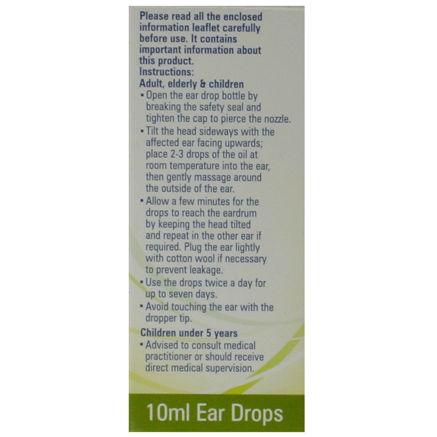 Gouttes Alissa huile d'olive, flacon transparent, facilite le soin des oreilles.