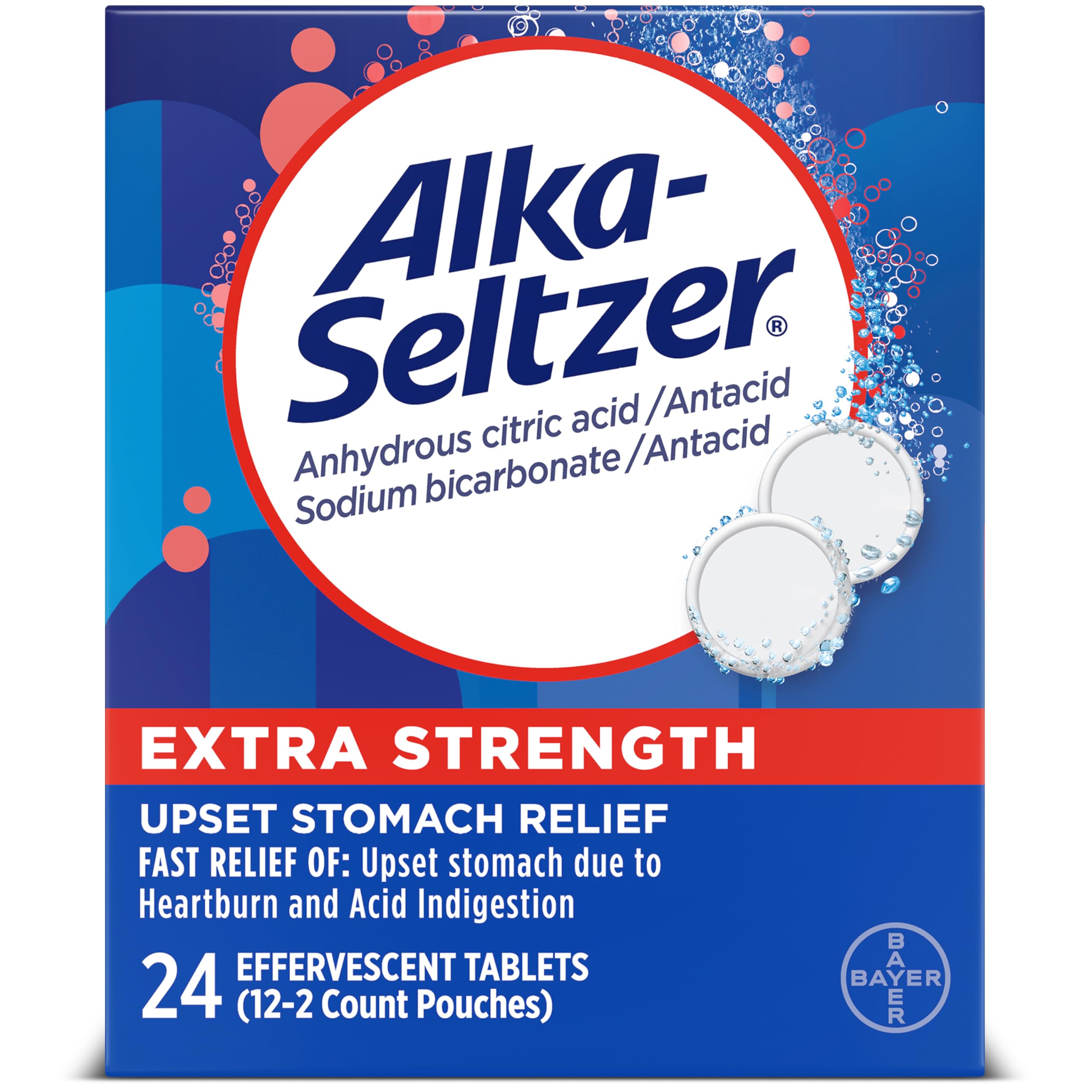 Alka-Seltzer à forte dose — bouteille prête à l'emploi pour un soulagement rapide.