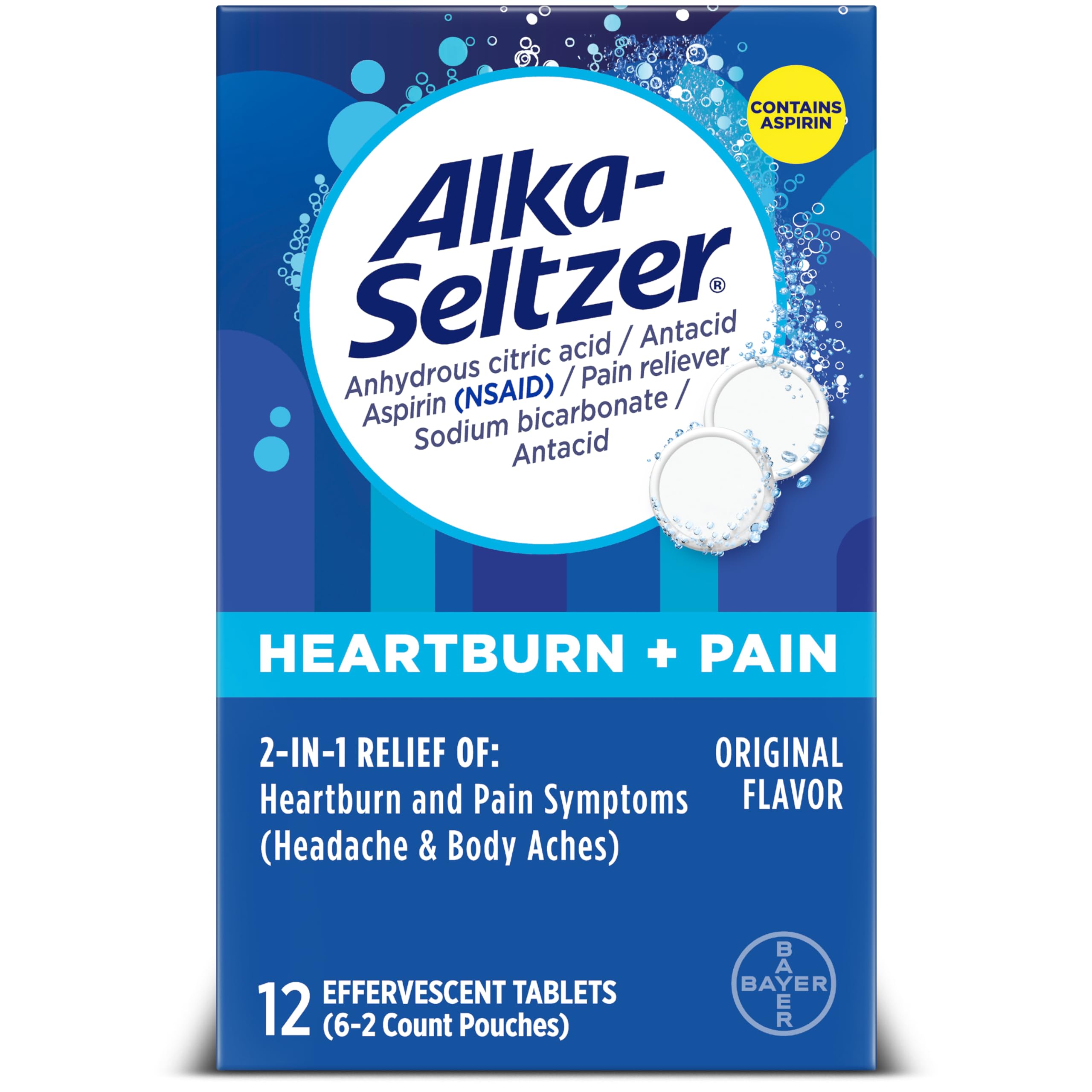 Alka-Seltzer emballage sachets portables, pratique pour déplacement et soulagement possible