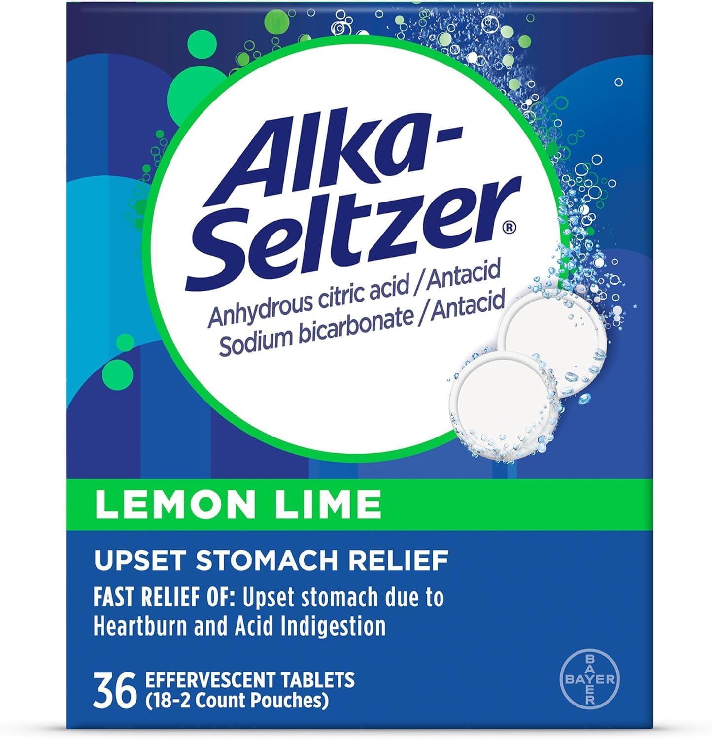Alka-Seltzer relief-brulures citron-lime tablettes: soulagement rapide après un repas.