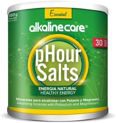 PHOUR Salts d'Alkaline Care dans une bouteille claire, favorisant l'équilibre alcalin.