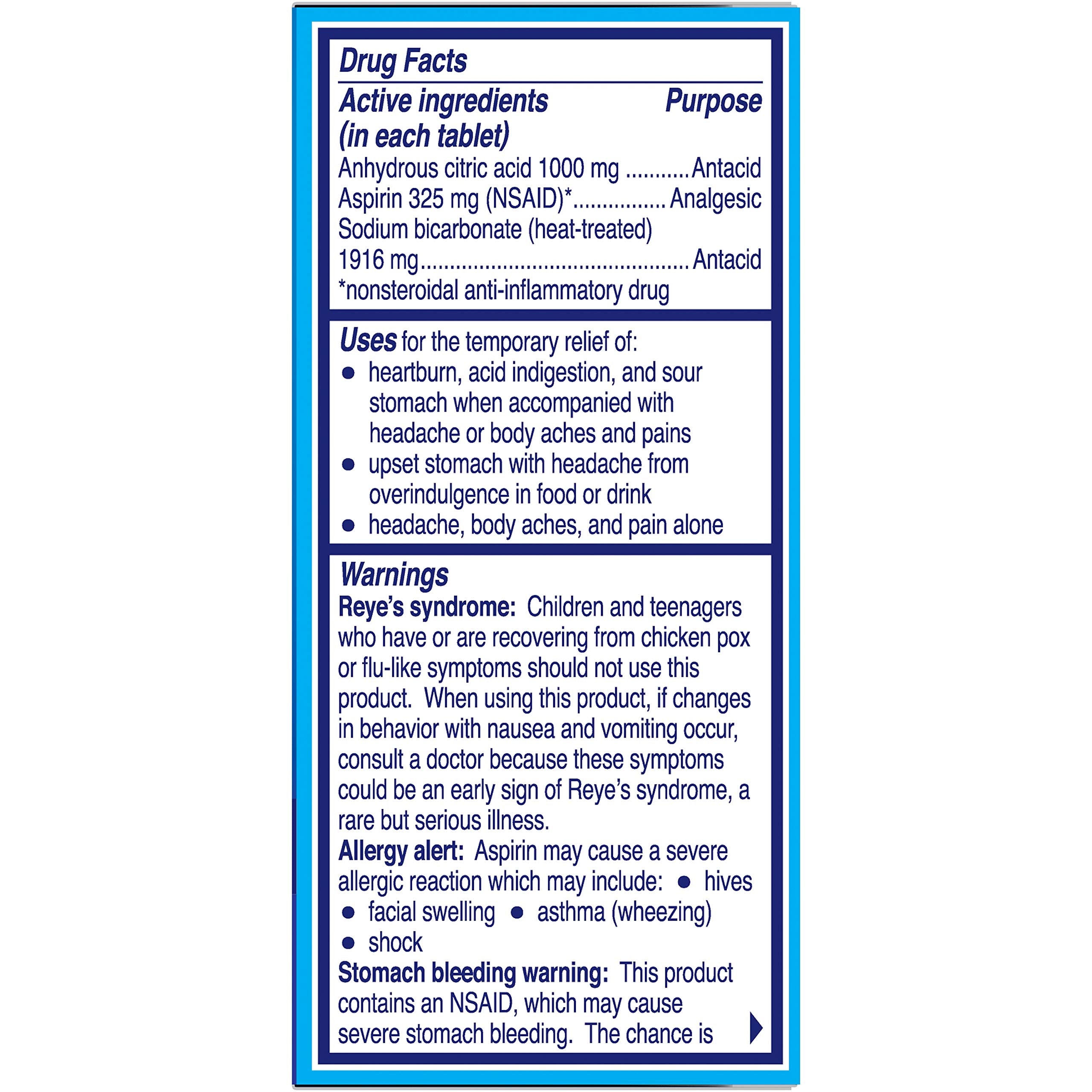 Alka-Seltzer Original — comprimés effervescents pour une solution rapide à boire.