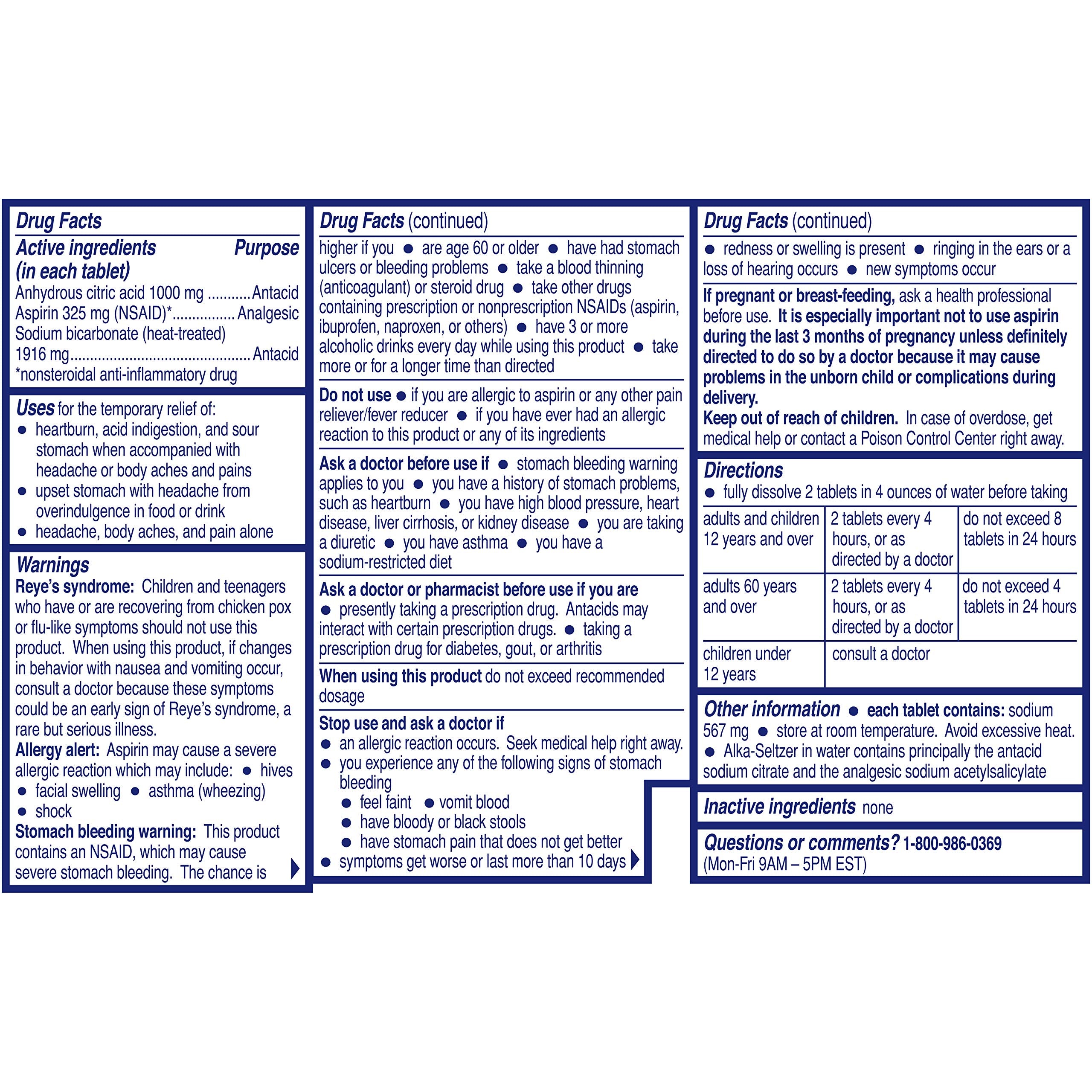Alka-Seltzer Original — forme pratique pour une utilisation quotidienne.