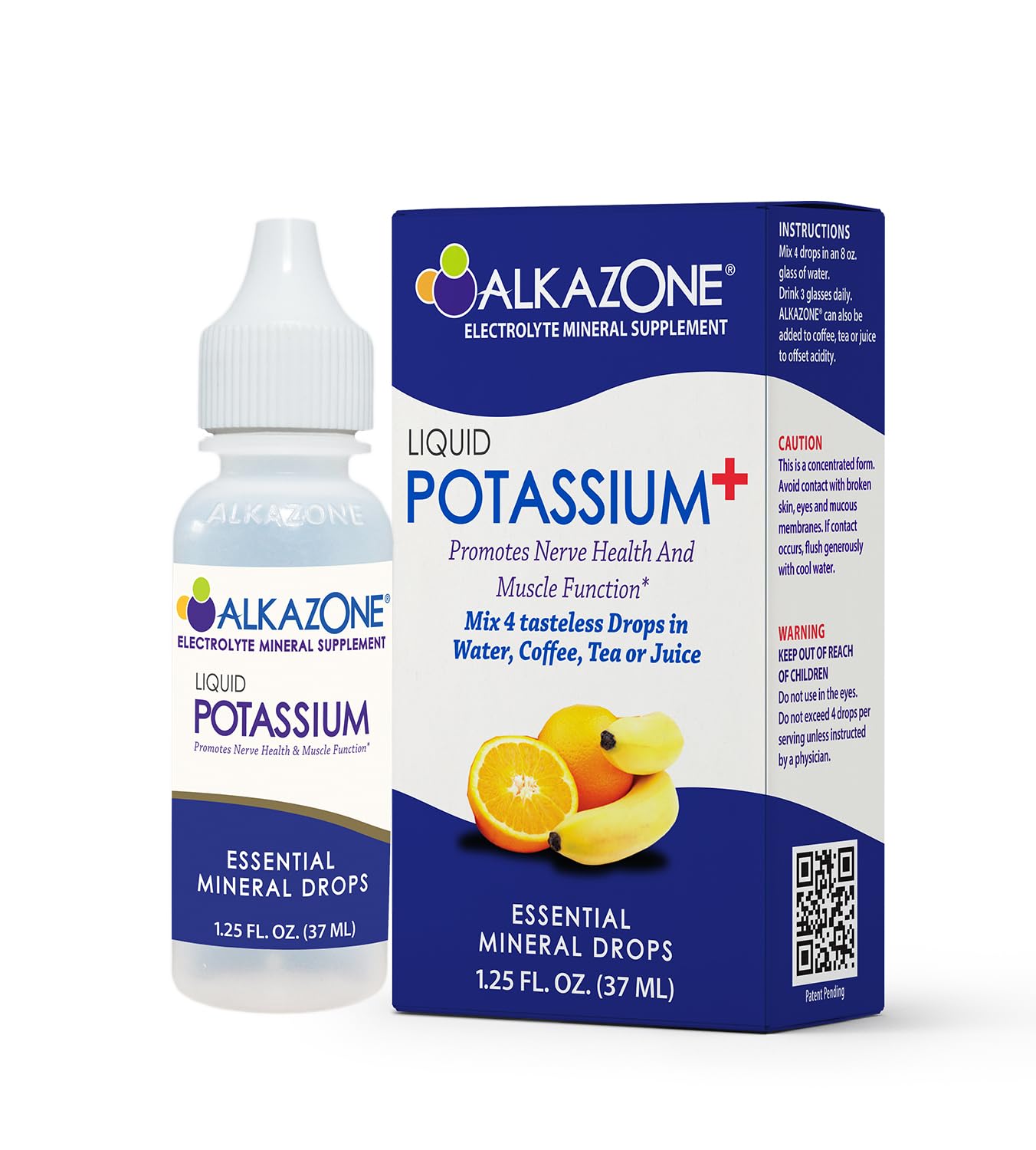 Alkazone Potassium+ en liquide pour une hydratation facile dans l'eau.