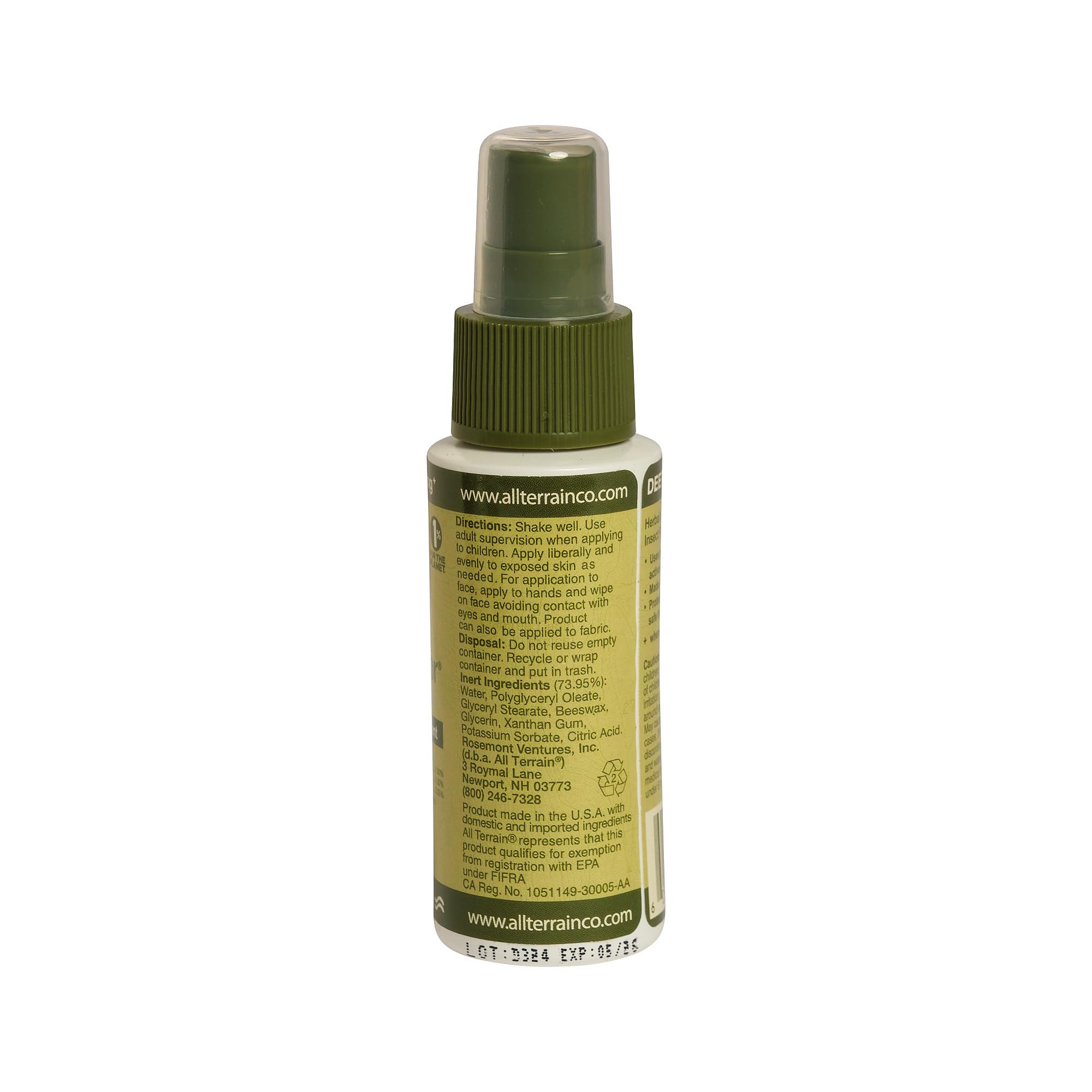 All Terrain Herbal Armor bouteille pompe naturelle, format voyage pratique.