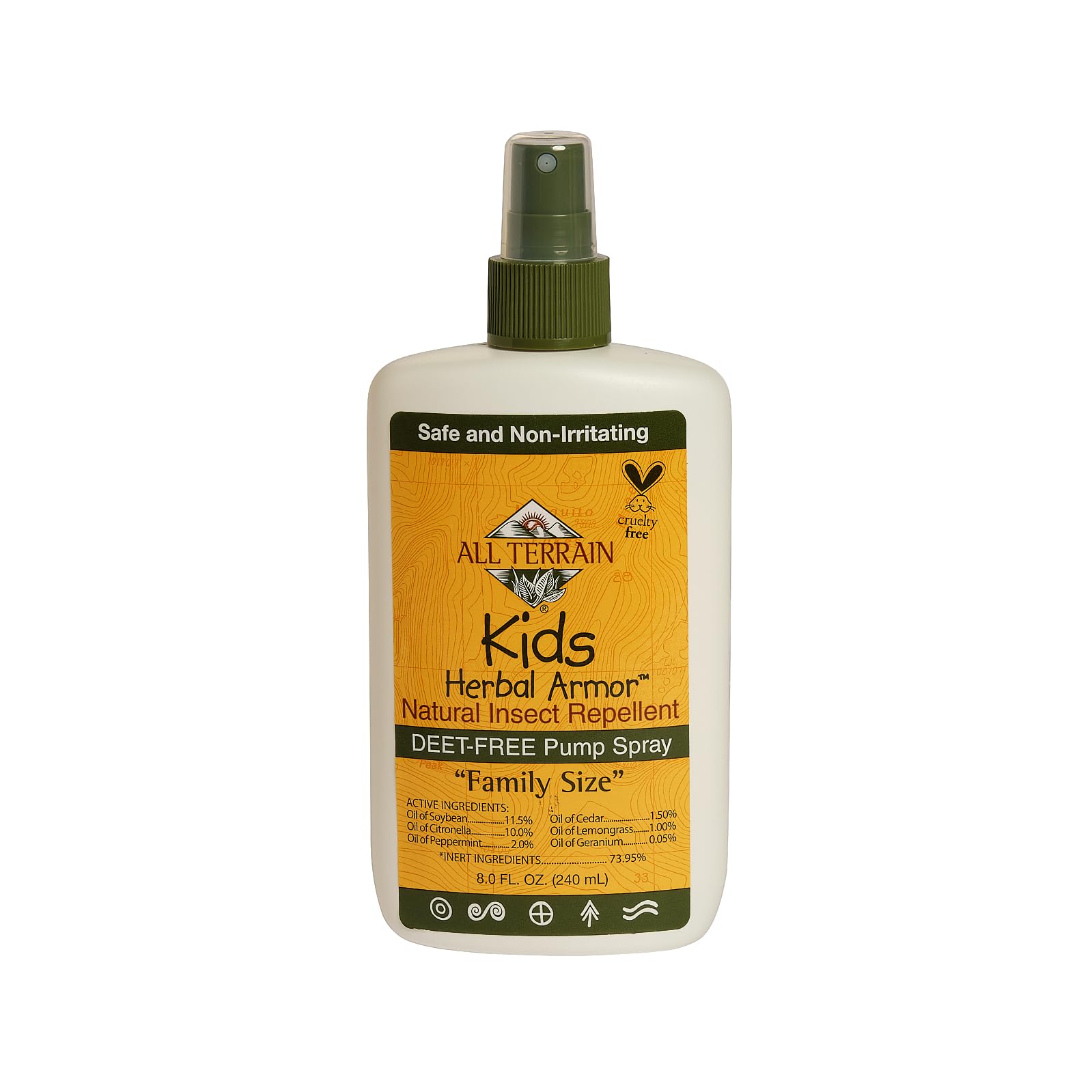 All Terrain Kids Herbal Armor, bouteille-pompe 8oz, protection naturelle en extérieur.