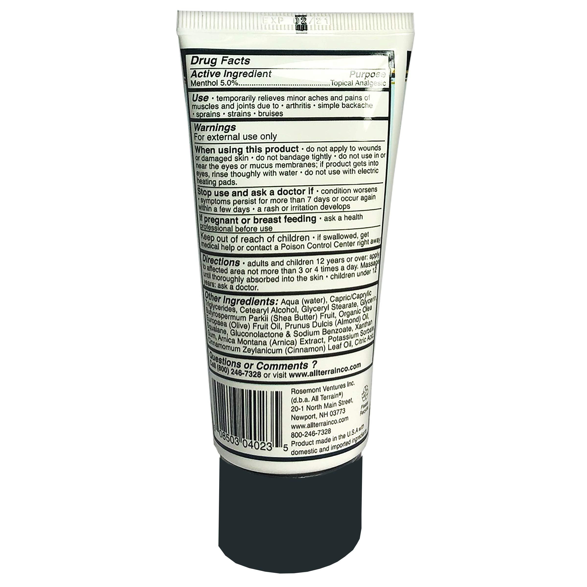 All Terrain Recovery Rub menthol 5%, rafraîchissant et apaise les muscles.