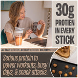 Sachet ALL THAT! NUTRITION protéine chocolat cacahuète, saveur conviviale.