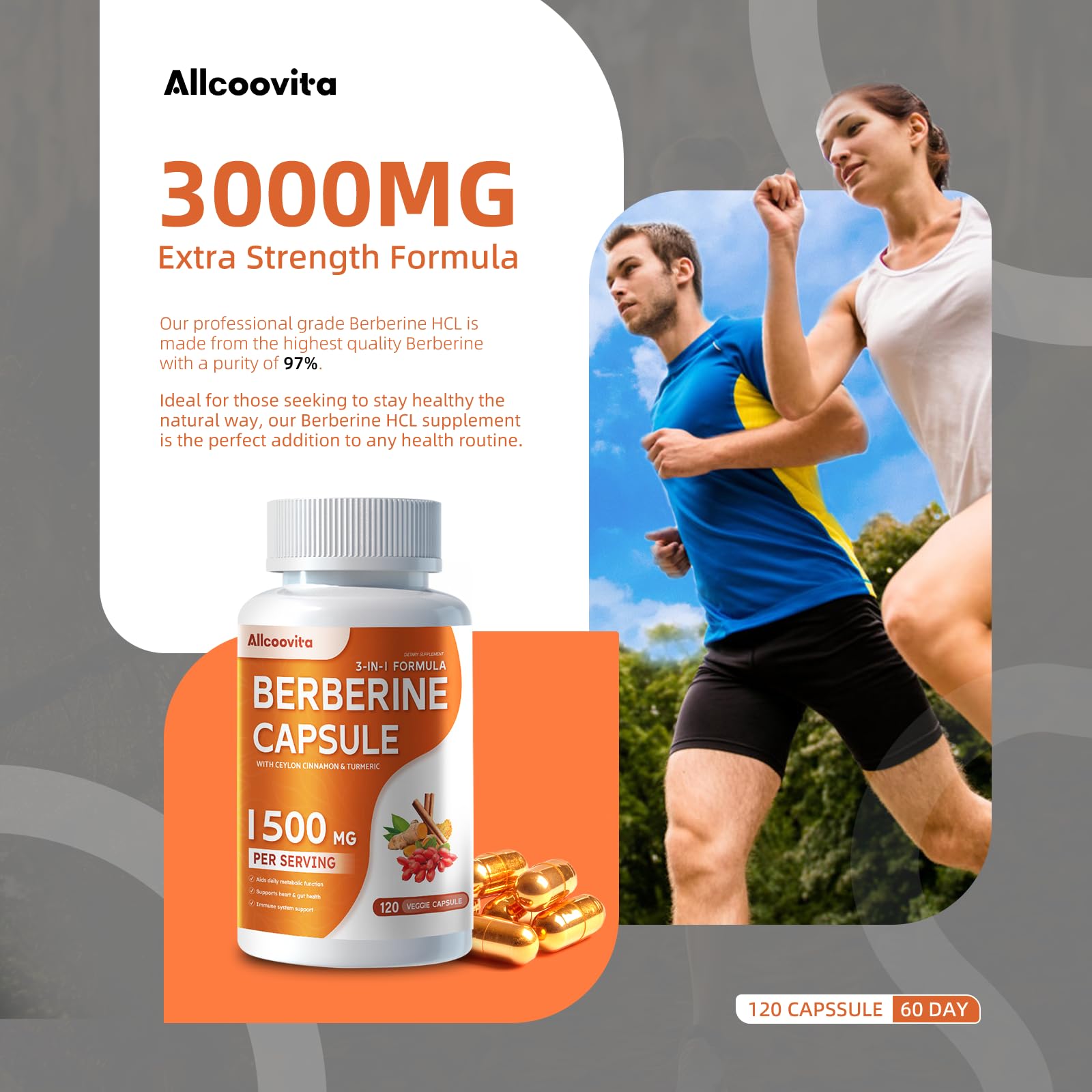 Allcoovita Berberine: étiquette lisible et information qualité