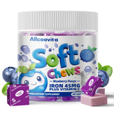 Allcoovita bonbons fer myrtille en bouteille, énergie quotidienne sans goût métallique.