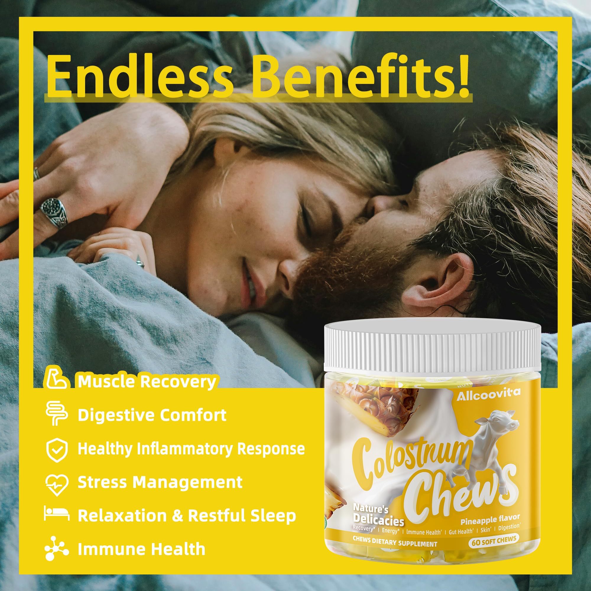 Allcoovita Colostrum Chews soin peau et cheveux, expérience texture agréable.