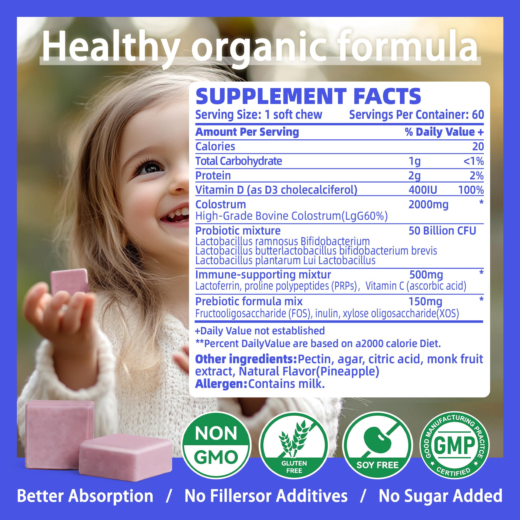 Emballages individuels Allcoovita Colostrum, pratique pour les déplacements.