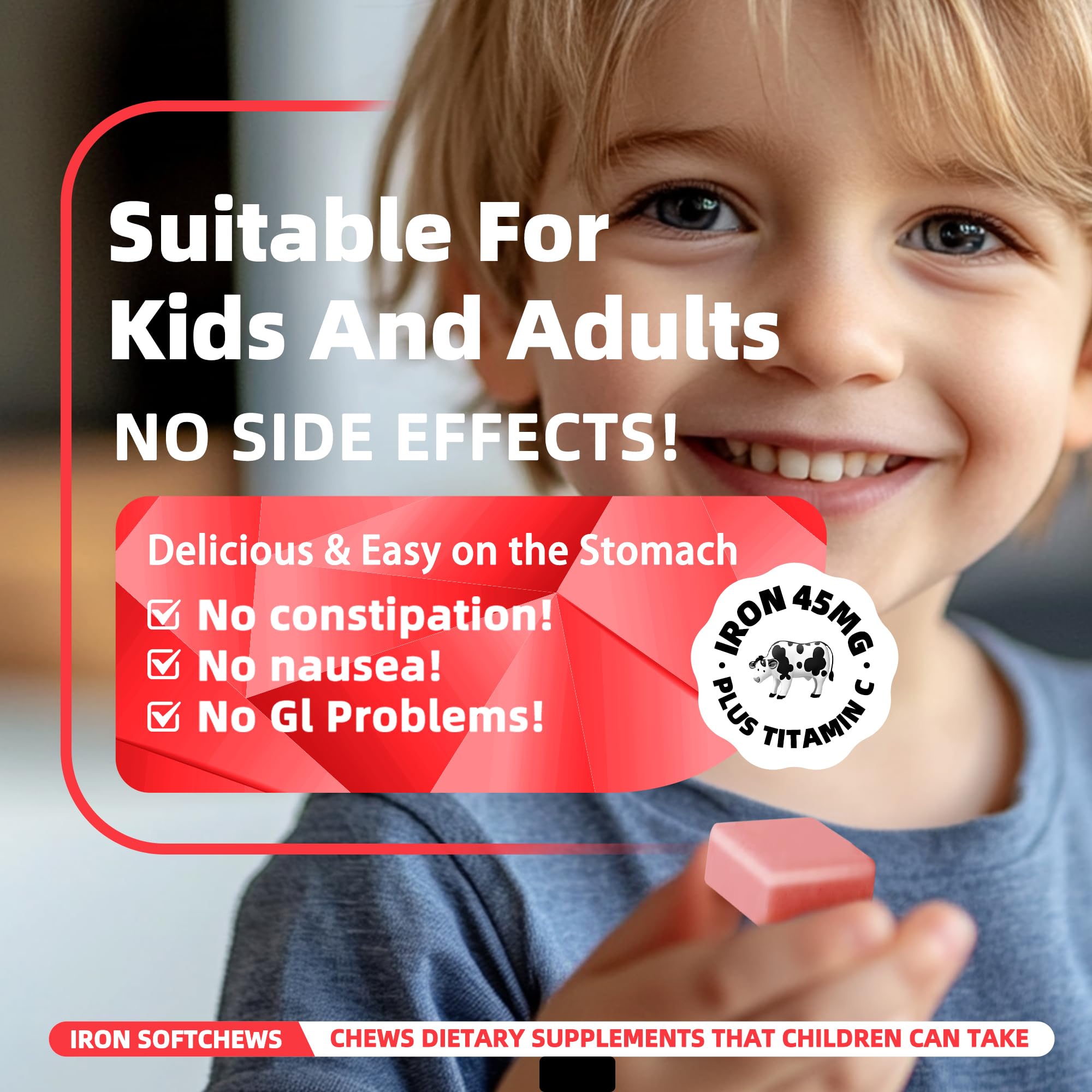 Allcoovita Fer gommes fraise – étiquette claire et absence de gluten pour toute la famille.
