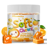 Allcoovita gommes au fer orange dans la bouteille, énergie quotidienne