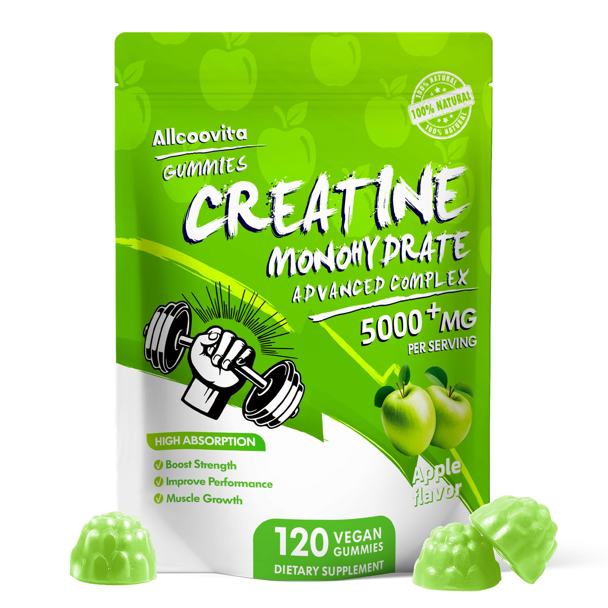Allcoovita Gomme Créatine – emballage 120 gommes pratique pour la routine