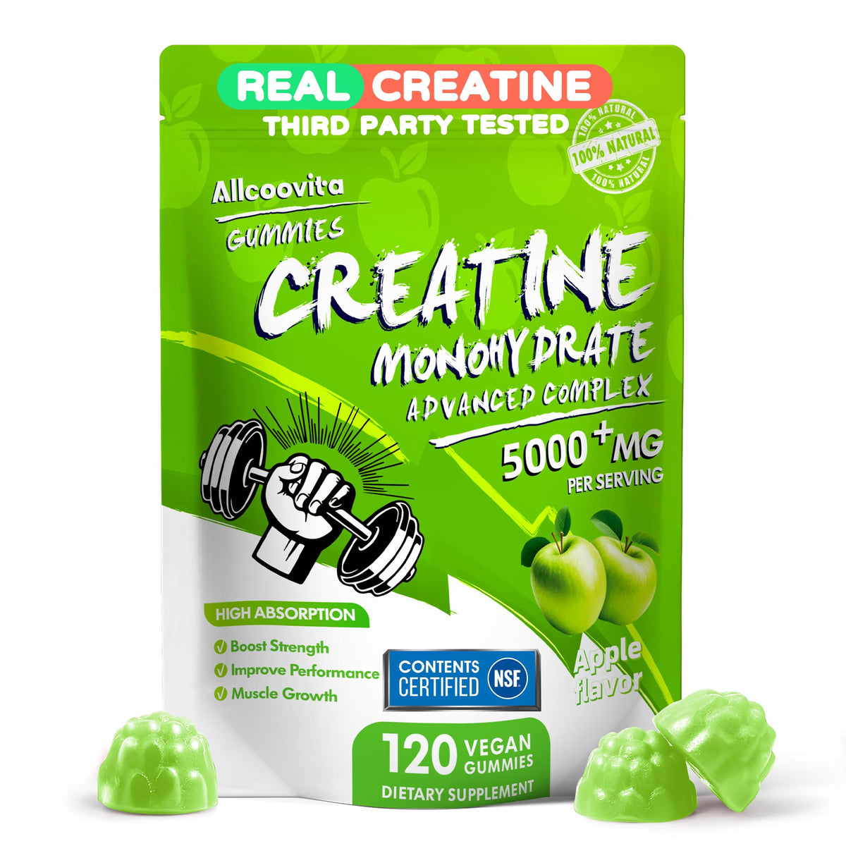 Allcoovita Gomme Créatine framboise – emballage pratique pour l'entraînement
