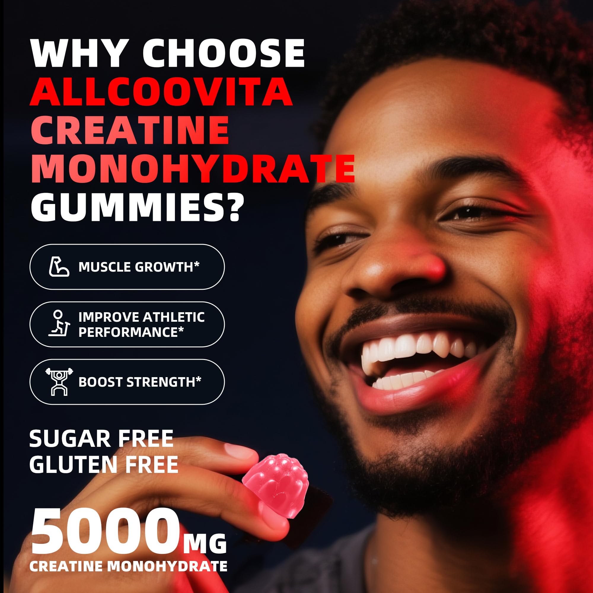 Allcoovita Gomme Créatine: chaque gomme offre une dose pratique et rapide.