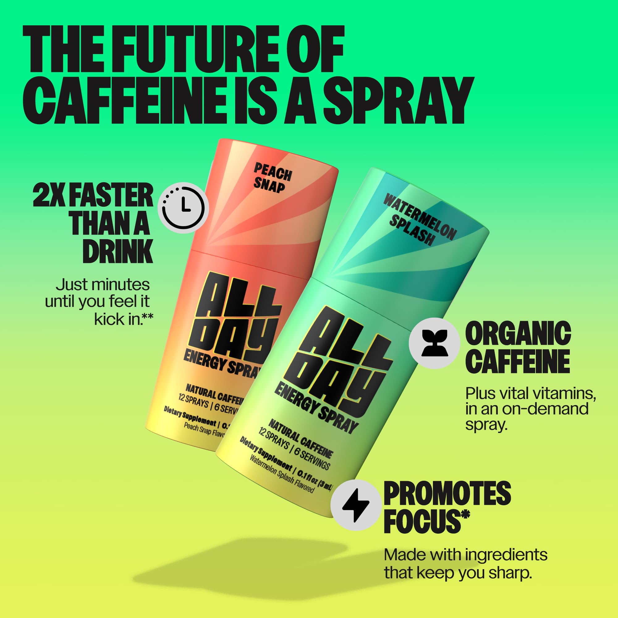ALLDAY Focus Énergie Vaporisateur, absorption douce et sans désagrément.