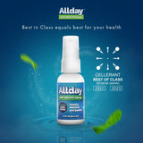 Allday Dry Mouth Spray en action, pulvérisation rapide pour souffle frais.
