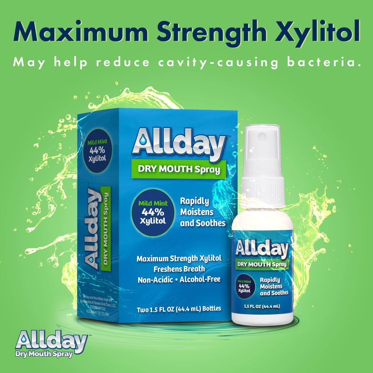 Spray Allday sans alcool, sans sucre et sans gluten, pratique.