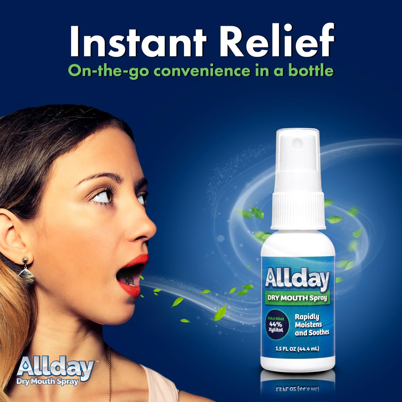 Utilisation en déplacement avec le spray Allday bouche sèche, pratique et portable.