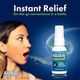 Utilisation en déplacement avec le spray Allday bouche sèche, pratique et portable.