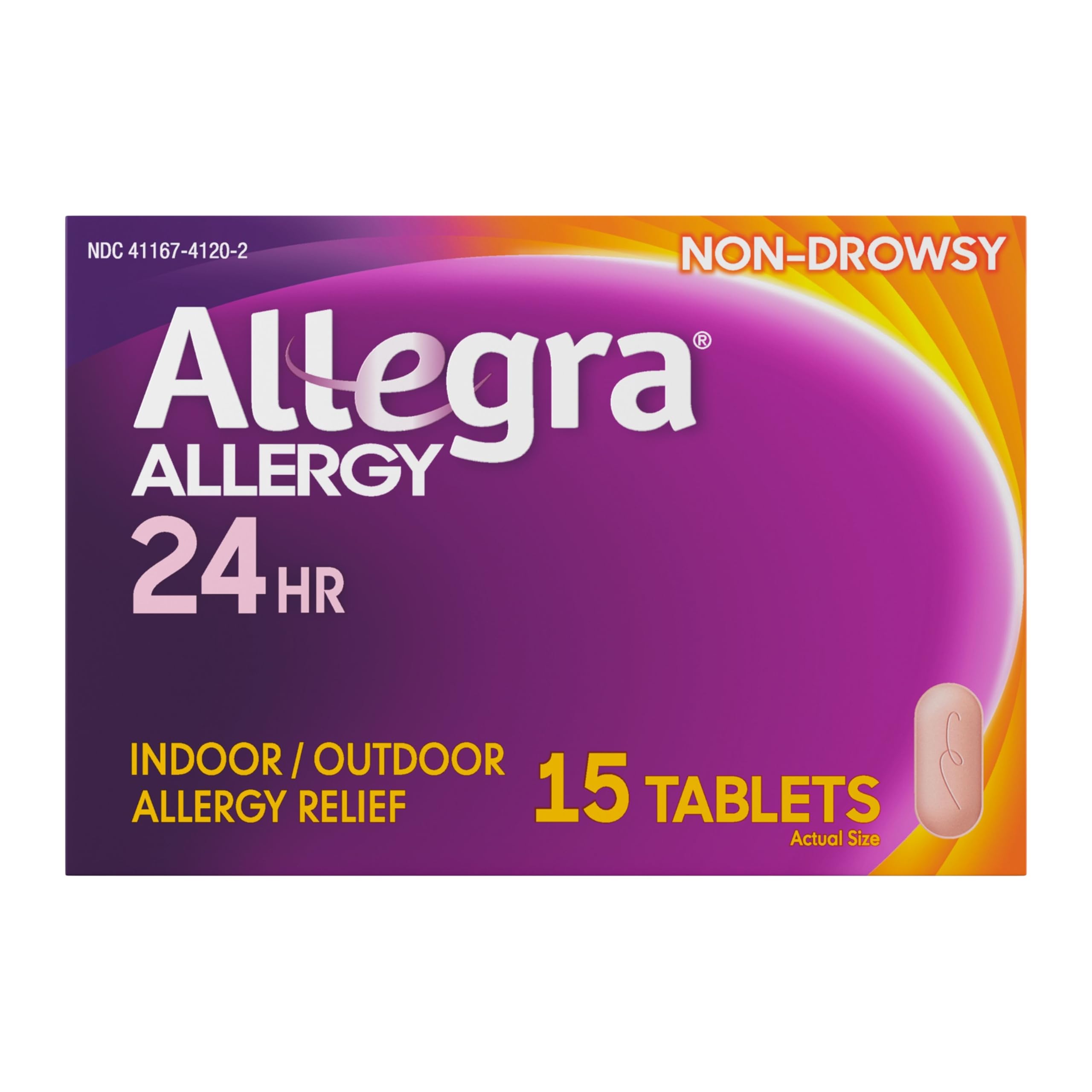 Emballage Allegra Adult 24H, présentation des tablettes pour un soulagement durable des allergies.