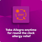 Illustration intérieur/extérieur indiquant efficacité contre allergènes divers avec Allegra.