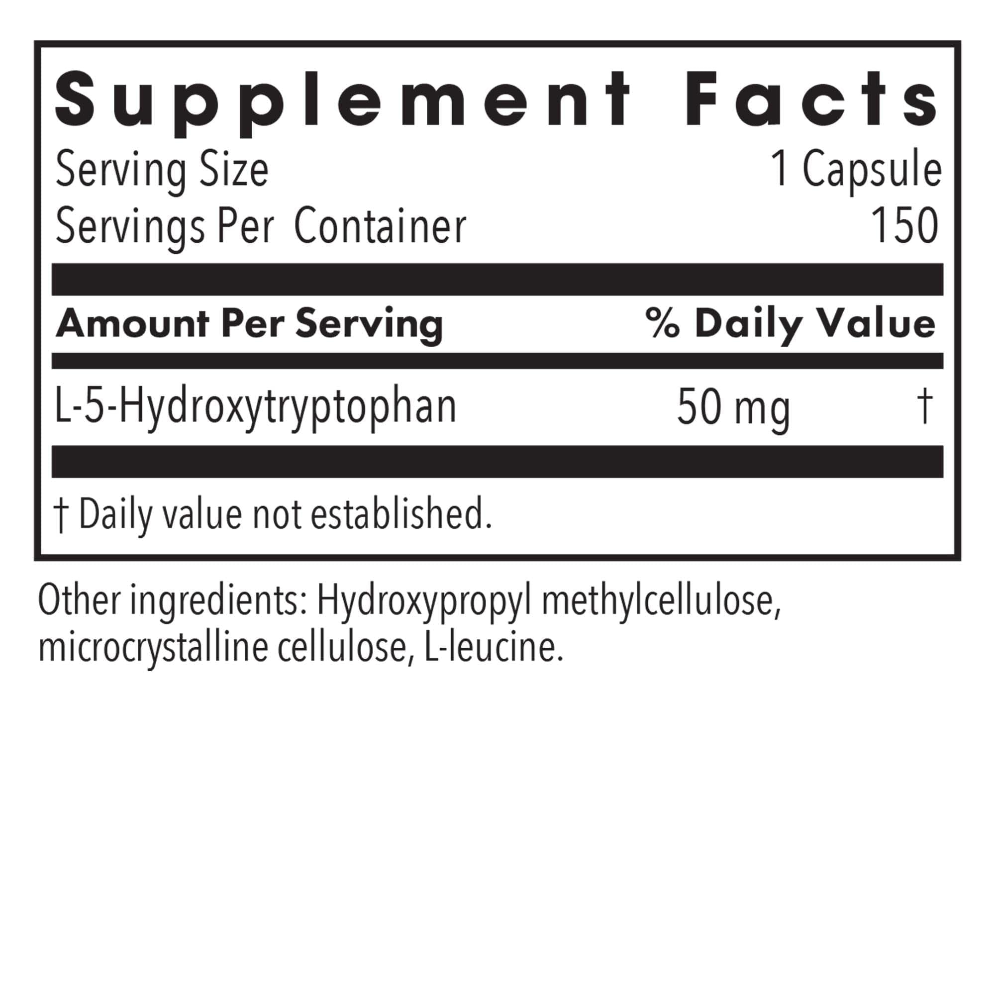 Allergy Research Group 5-HTP boîte 150 capsules, format pratique pour l'usage quotidien.