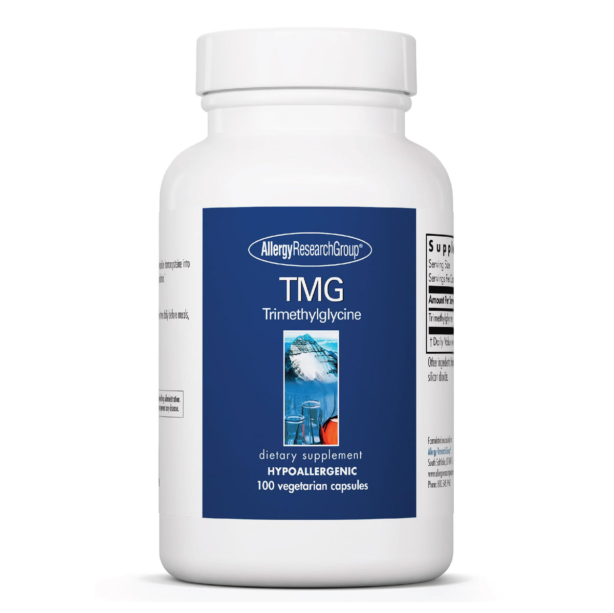 Allergy Research Group TMG en bouteille, soutien potentiel au métabolisme et à la fonction hépatique.