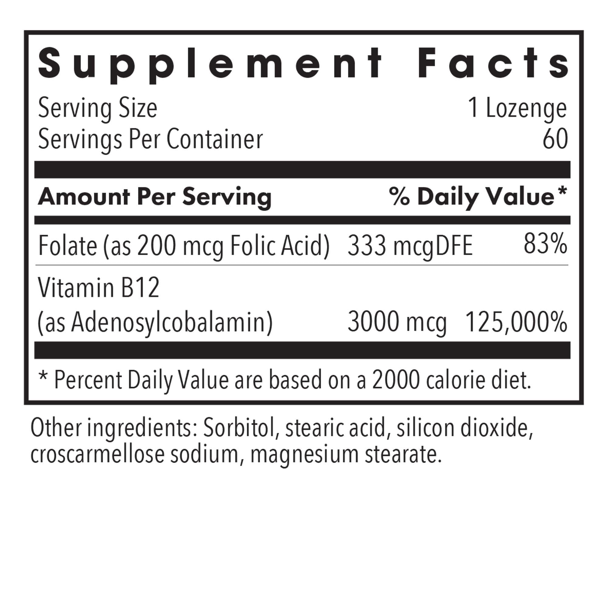 Allergy Research Group B12 adénosylcobalamine - pastilles végétariennes se dissolvant rapidement sous la langue.